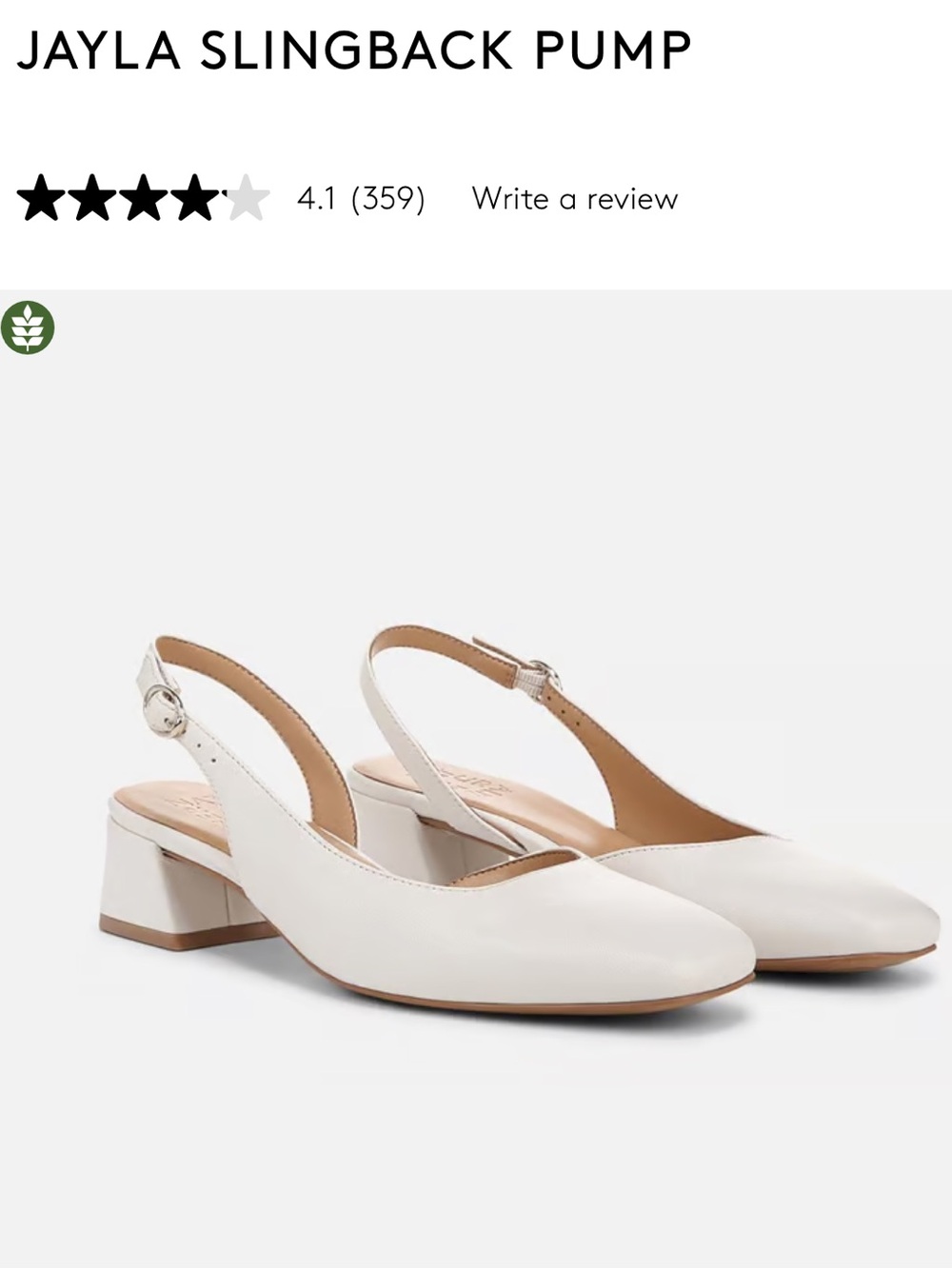 Naturalizer Jayla Slingback Pump in Warm White size 6.5W - worn once!